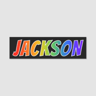 Voornaam "JACKSON": Fun Rainbow-kleuren Naamplaatje