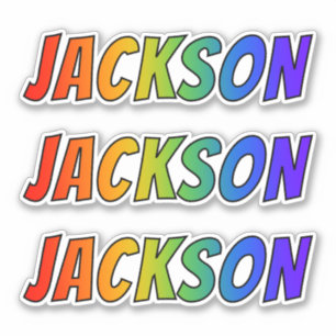 Voornaam "JACKSON" w/ Fun Rainbow Coloring Sticker