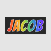 Voornaam "JACOB": Fun Rainbow-kleuren Naamplaatje (Voorkant)