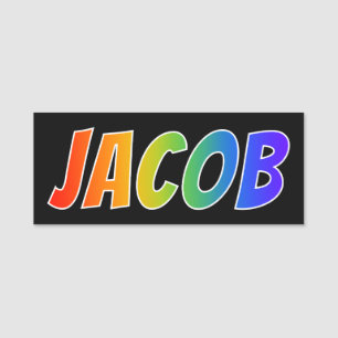 Voornaam "JACOB": Fun Rainbow-kleuren Naamplaatje