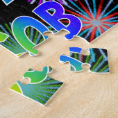 Voornaam "JACOB", geun "HAPPY BIRTHDAY" Legpuzzel (Zijkant)