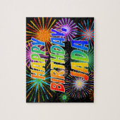 Voornaam "JADA", geun "HAPPY BIRTHDAY" Legpuzzel (Verticaal)