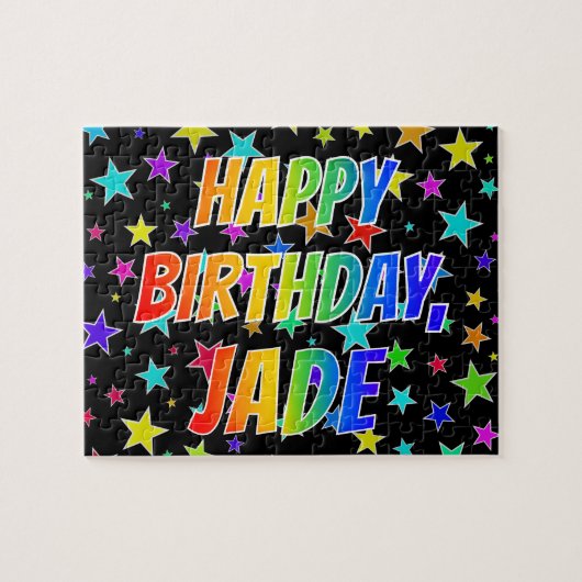 Voornaam: "JADE", Fun "HAPPY BIRTHDAY" Legpuzzel (Horizontaal)