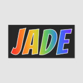 Voornaam "JADE": Fun Rainbow-kleuren Naamplaatje (Voorkant)