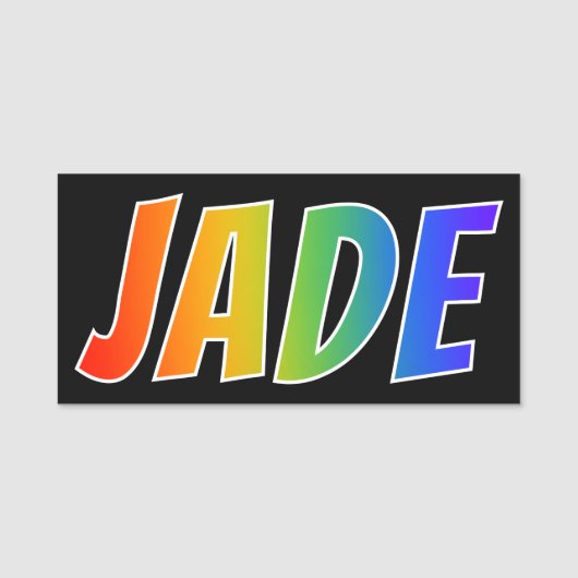 Voornaam "JADE": Fun Rainbow-kleuren Naamplaatje (Voorkant)