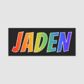 Voornaam "JADEN": Fun Rainbow-kleuren Naamplaatje (Voorkant)