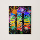 Voornaam "JADEN", geun "HAPPY BIRTHDAY" Legpuzzel (Verticaal)