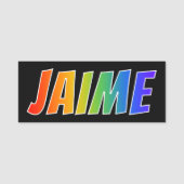 Voornaam "JAIME": Fun Rainbow-kleuren Naamplaatje (Voorkant)