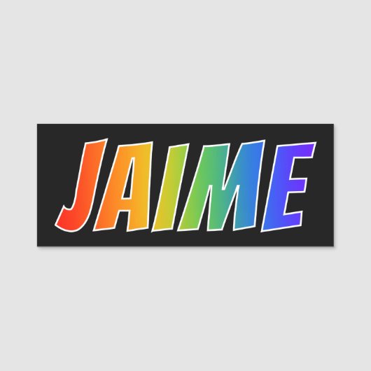 Voornaam "JAIME": Fun Rainbow-kleuren Naamplaatje (Voorkant)