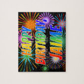 Voornaam "JAIME", geun "HAPPY BIRTHDAY" Legpuzzel (Verticaal)