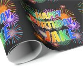 Voornaam: "JAKE", Fun "HAPPY BIRTHDAY" Cadeaupapier (Rol Hoek)