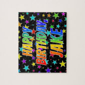 Voornaam: "JAKE", Fun "HAPPY BIRTHDAY" Legpuzzel (Verticaal)