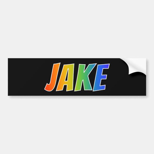 Voornaam "JAKE": Fun Rainbow Coloring Bumpersticker (Voorkant)