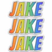 Voornaam "JAKE" w / Fun Rainbow Coloring Sticker (Voorkant)