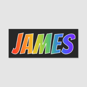 Voornaam "JAMES": Fun Rainbow-kleuren Naamplaatje
