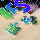 Voornaam "JAMES", geun "HAPPY BIRTHDAY" Legpuzzel (Zijkant)