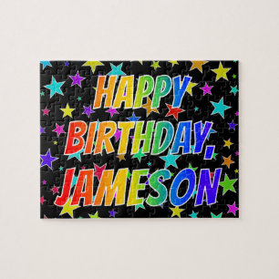 Voornaam "JAMESON", geun "HAPPY BIRTHDAY" Legpuzzel