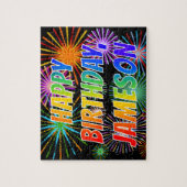 Voornaam "JAMESON", geun "HAPPY BIRTHDAY" Legpuzzel (Verticaal)