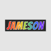 Voornaam "JAMESON": vun regenboogkleuren Naamplaatje (Voorkant)