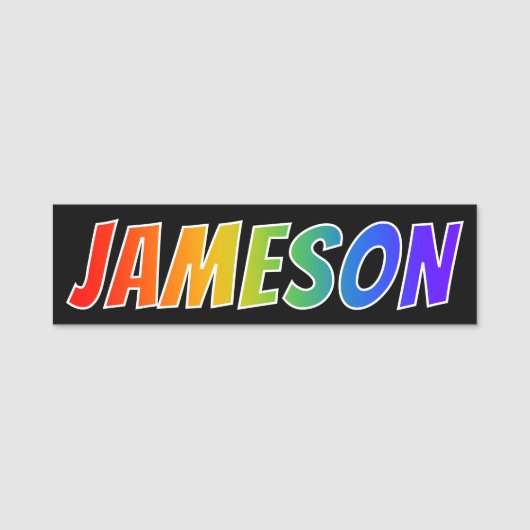 Voornaam "JAMESON": vun regenboogkleuren Naamplaatje (Voorkant)