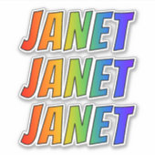 Voornaam "JANET" w/ Fun Rainbow Coloring Sticker (Voorkant)