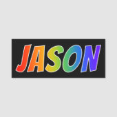 Voornaam "JASON": Fun Rainbow-kleuren Naamplaatje (Voorkant)