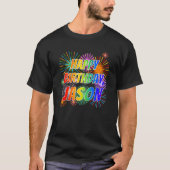 Voornaam "JASON", geun "HAPPY BIRTHDAY" T-shirt (Voorkant)