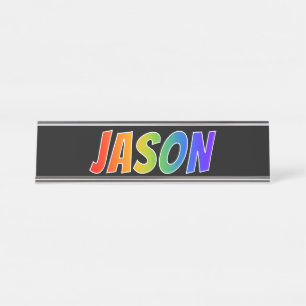 Voornaam "JASON": vun regenboogkleuren Bureau Naambordje