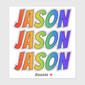 Voornaam "JASON" w / Fun Rainbow Coloring Sticker (Vel)