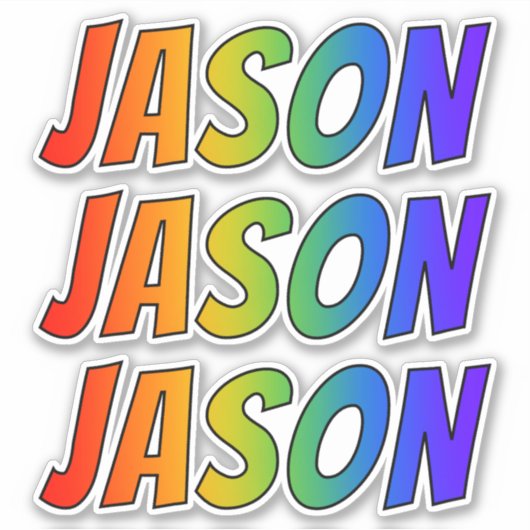 Voornaam "JASON" w / Fun Rainbow Coloring Sticker (Voorkant)