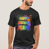 Voornaam "JAXON", geun "HAPPY BIRTHDAY" T-shirt (Voorkant)
