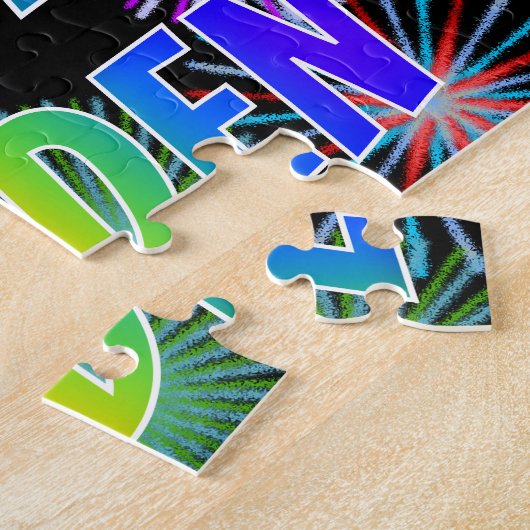 Voornaam: "JAYDEN", Fun "HAPPY BIRTHDAY" Legpuzzel (Zijkant)