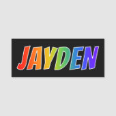 Voornaam "JAYDEN": Fun Rainbow-kleuren Naamplaatje (Voorkant)