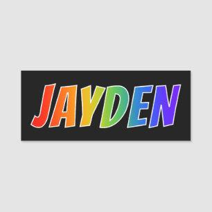 Voornaam "JAYDEN": Fun Rainbow-kleuren Naamplaatje