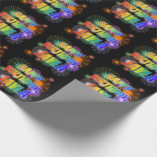 Voornaam: "JAYLA", Fun "HAPPY BIRTHDAY" Cadeaupapier (Hoek)