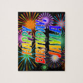 Voornaam: "JAYLA", Fun "HAPPY BIRTHDAY" Legpuzzel (Verticaal)