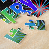 Voornaam "JEFFERY", geun "HAPPY BIRTHDAY" Legpuzzel (Zijkant)