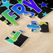 Voornaam "JEFFERY", geun "HAPPY BIRTHDAY" Legpuzzel (Zijkant)