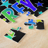 Voornaam "JEFFREY", geun "HAPPY BIRTHDAY" Legpuzzel (Zijkant)