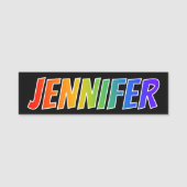 Voornaam "JENNIFER": Fun Rainbow-kleuren Naamplaatje (Voorkant)