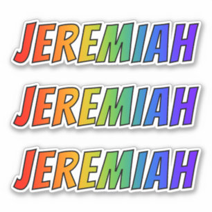 Voornaam "JEREMIAH" w/ Fun Rainbow Coloring Sticker