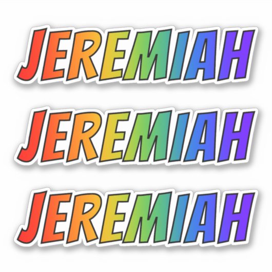 Voornaam "JEREMIAH" w/ Fun Rainbow Coloring Sticker (Voorkant)