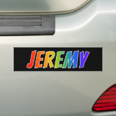 Voornaam "JEREMY": Fun Rainbow-kleuren Bumpersticker (Op auto)