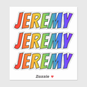 Voornaam "JEREMY" w/ Fun Rainbow Coloring Sticker