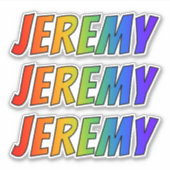 Voornaam "JEREMY" w / Fun Rainbow Coloring Sticker (Voorkant)