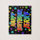 Voornaam "JERRY", geun "HAPPY BIRTHDAY" Legpuzzel (Verticaal)