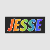 Voornaam "JESSE": Fun Rainbow-kleuren Naamplaatje (Voorkant)
