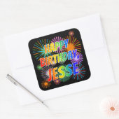 Voornaam "JESSE", geun "HAPPY BIRTHDAY" Vierkante Sticker (Envelop)