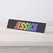 Voornaam "JESSICA": Fun Rainbow-kleuren Bureau Naambordje (Voorkant)