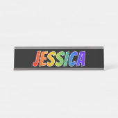 Voornaam "JESSICA": Fun Rainbow-kleuren Bureau Naambordje (Voorkant)